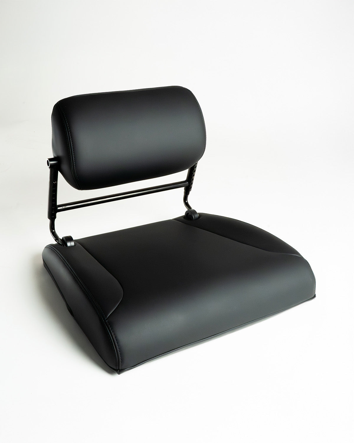 Black folding seat with headrest on a white background